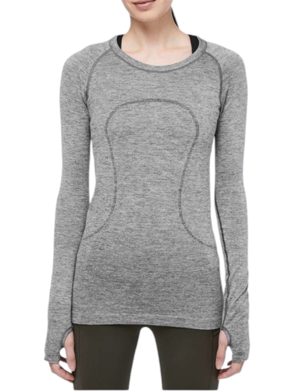 Lululemon Swiftly Tech Long Sleeve Crew *Sparkle Black / White / Silver Size 6
